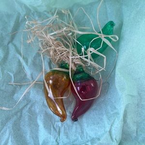 Glass hot pepper ornaments